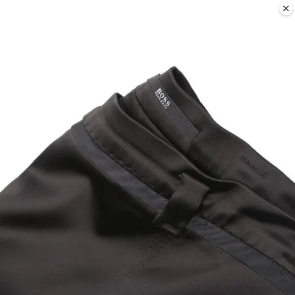 Hugo Boss Satin Straight Leg Dress Pants Black Trousers Party Fancy Classic - Picture 11 of 16